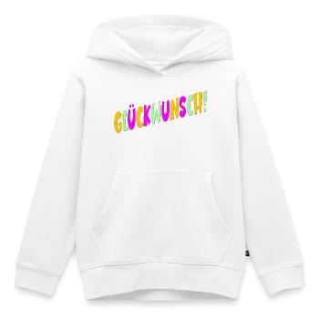 Geburtstagsgrüße Schriftzug Glückwunsch Abschluss - Kinder Premium Organic Hoodie - Weiß - Vorne - AI Model Kid Female (0cm)