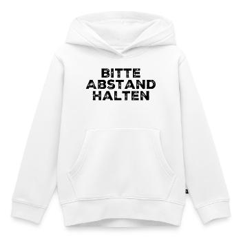 Bitte Abstand Halten Corona Krise Hinweis - Kinder Premium Organic Hoodie - Weiß - Vorne - AI Model Kid Female (0cm)