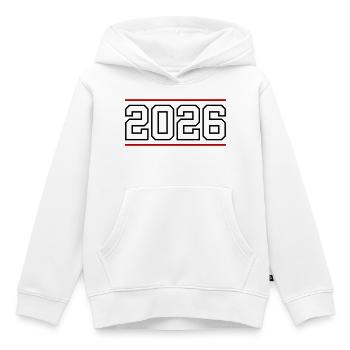 2026 Linie - Kinder Premium Organic Hoodie - Weiß - Vorne - AI Model Kid Female (0cm)