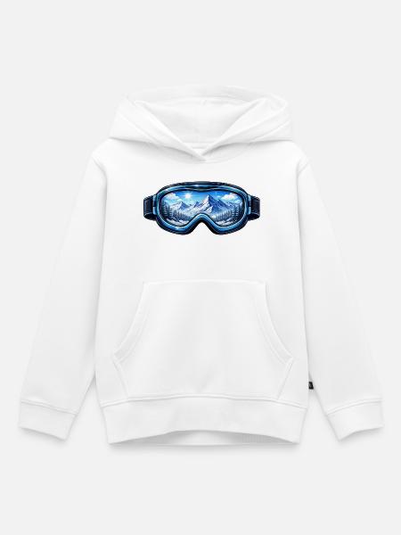 Skibrille Berge Panorama - Kinder Premium Organic Hoodie - Weiß