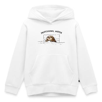 Dormeur professionnel – Chemise de nuit adorable Sloth - Sweat Premium à capuche enfant bio - blanc - Devant - AI Model Kid Female (0cm)
