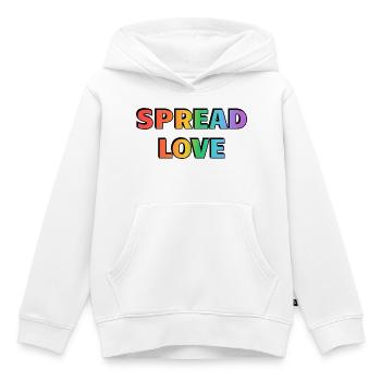 Spread Love Regenbogentypografie - Kinder Premium Organic Hoodie - Weiß - Vorne - AI Model Kid Female (0cm)