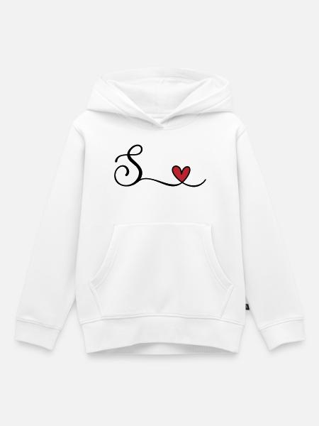 Buchstabe S Monogramm mit Herz - Kinder Premium Organic Hoodie - Weiß