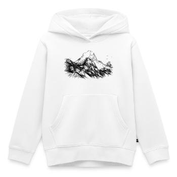 Lugau Silhouette | Cervin de Styrie | - Sweat Premium à capuche enfant bio - blanc - Devant - AI Model Kid Female (0cm)