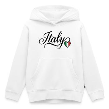 Italy Tricolor Heart Script - Kids Premium Organic Hoodie - white - Front - AI Model Kid Female (0cm)