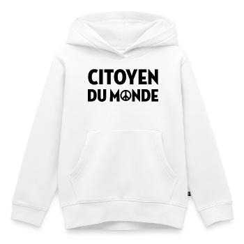 revolution / paix / peuple / voyage / écolo / - Sweat Premium à capuche enfant bio - blanc - Devant - AI Model Kid Female (0cm)