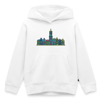 Silhouette de la Dom Tower de la ville d’Utrecht Art moderne - Sweat Premium à capuche enfant bio - blanc - Devant - AI Model Kid Female (0cm)