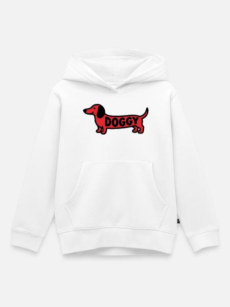 Dackel Hund Doggy Spruch Rot - Kinder Premium Organic Hoodie - Weiß