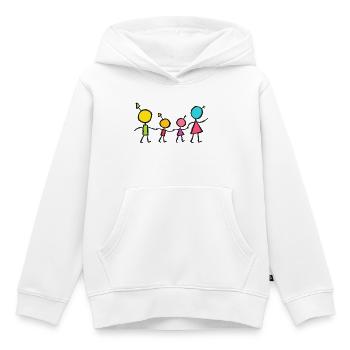 Happy Little Family – Création de bonhomme bâton coloré - Sweat Premium à capuche enfant bio - blanc - Devant - AI Model Kid Female (0cm)