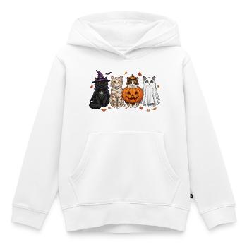 Halloween Kitty Quartett - Kinder Premium Organic Hoodie - Weiß - Vorne - AI Model Kid Female (0cm)