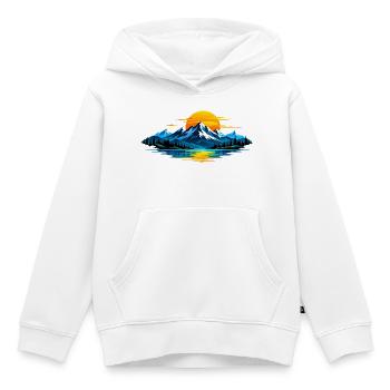 Berg ,See Sonnenuntergang Panorama - Kinder Premium Organic Hoodie - Weiß - Vorne - AI Model Kid Female (0cm)