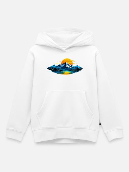 Berg ,See Sonnenuntergang Panorama - Kinder Premium Organic Hoodie - Weiß