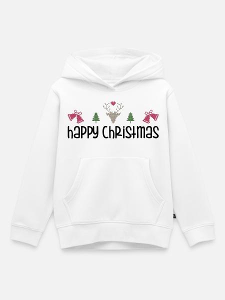 Happy Christmas - Kinder Premium Organic Hoodie - Weiß