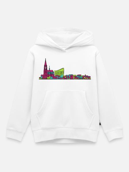 Straßburger Skyline Kathedrale Linienkunst - Kinder Premium Organic Hoodie - Weiß