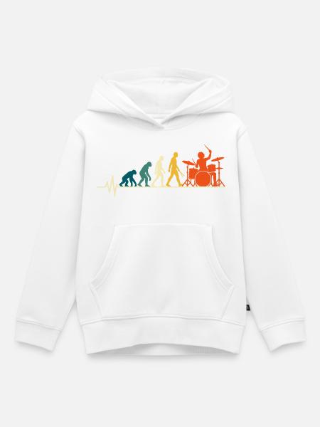 Schlagzeug Evolution – Drummer Herzschlag - Kinder Premium Organic Hoodie - Weiß