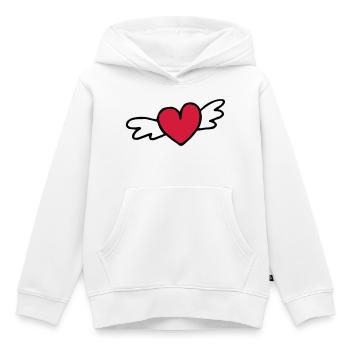 cadeau d'amour coeur volant - Sweat Premium à capuche enfant bio - blanc - Devant - AI Model Kid Female (0cm)