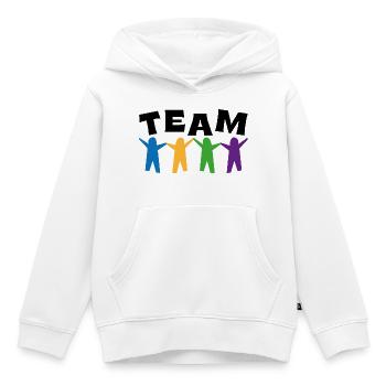 team - Kids Premium Organic Hoodie - white - Front - AI Model Kid Female (0cm)