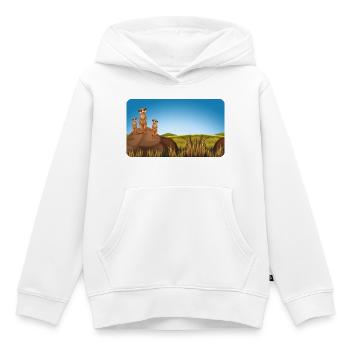 Famille de suricates | Personnalisable - Sweat Premium à capuche enfant bio - blanc - Devant - AI Model Kid Female (0cm)