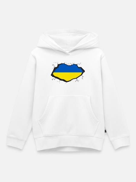 Ukrainische Flagge - Kinder Premium Organic Hoodie - Weiß