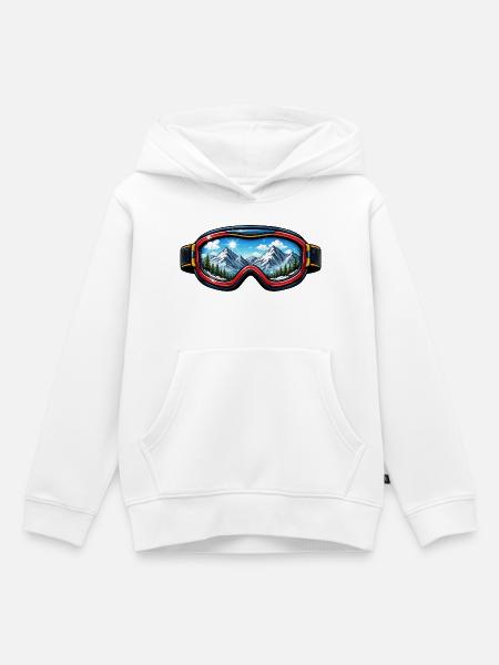 Skibrille Landschaft - Kinder Premium Organic Hoodie - Weiß