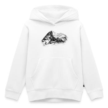 Silhouette du Visage Nord Eiger | Sommet des Alpes suisses - Sweat Premium à capuche enfant bio - blanc - Devant - AI Model Kid Female (0cm)