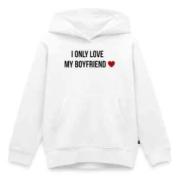 Ich liebe nur meinen Freund - Kinder Premium Organic Hoodie - Weiß - Vorne - AI Model Kid Female (0cm)