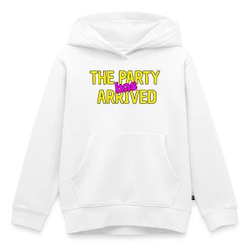THE PARTY HAS ARRIVED, KANN LOS GEHEN MAUS - Kinder Premium Organic Hoodie - Weiß - Vorne - AI Model Kid Female (0cm)