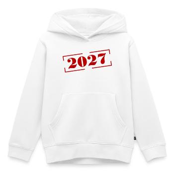 2027 Jahr Stempel - Kinder Premium Organic Hoodie - Weiß - Vorne - AI Model Kid Female (0cm)