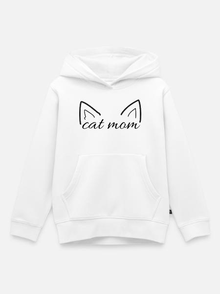 Minimalistische Katzenohrlinien-Kunst - Kinder Premium Organic Hoodie - Weiß