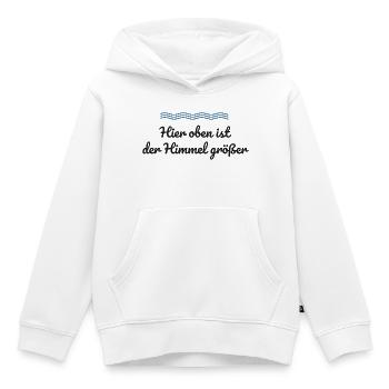 Hier oben ist der Himmel größer – Norddeutschland - Kinder Premium Organic Hoodie - Weiß - Vorne - AI Model Kid Female (0cm)