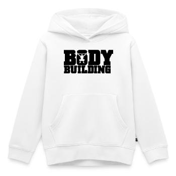 musculation - Sweat Premium à capuche enfant bio - blanc - Devant - AI Model Kid Female (0cm)