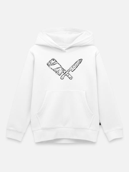 Messer und Hackbeil Zeichnung - Kinder Premium Organic Hoodie - Weiß
