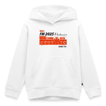 Électronique FM 2025 – Technologie vintage - Sweat Premium à capuche enfant bio - blanc - Devant - AI Model Kid Female (0cm)