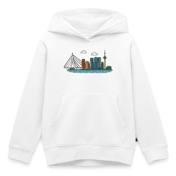 Rotterdam city skyline with bridge and tower - Kids Premium Organic Hoodie - white - Front - AI Model Kid Female (0cm)