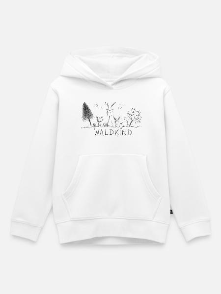 Waldkind Natur Sketch Kindergarten - Kinder Premium Organic Hoodie - Weiß