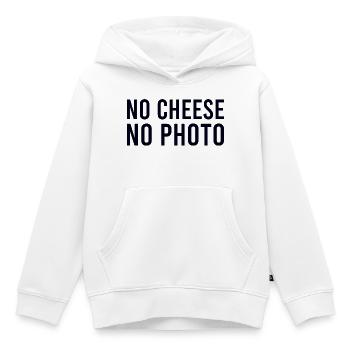 No cheese no photo - Kids Premium Organic Hoodie - white - Front - AI Model Kid Female (0cm)