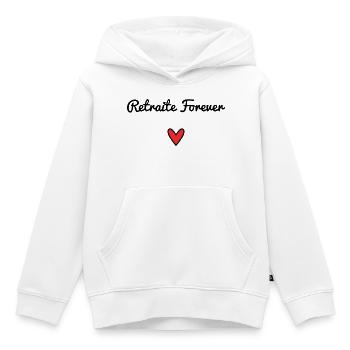 RETRAITE. RETRAITE. RETRAITEE. RETRAITE - Sweat Premium à capuche enfant bio - blanc - Devant - AI Model Kid Female (0cm)