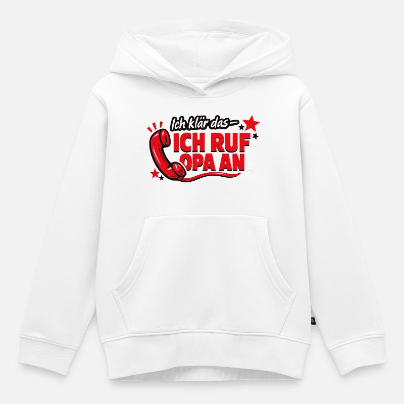 Téléphone rouge qui dit design - Sweat Premium à capuche enfant bio - blanc