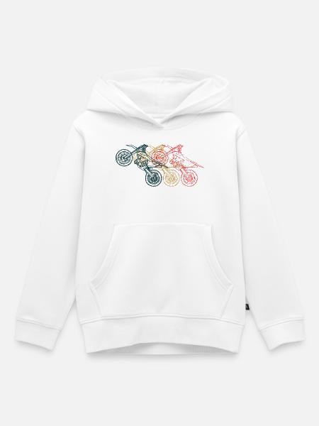 Motorrad Triptychon Linienkunst - Kinder Premium Organic Hoodie - Weiß