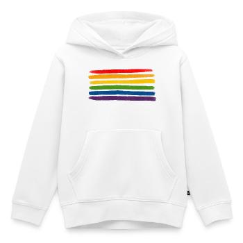 Rayures arc-en-ciel LGBTQIA+- - Sweat Premium à capuche enfant bio - blanc - Devant - AI Model Kid Female (0cm)