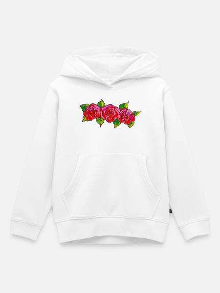 Knallige Rosenfront im Cartoonstil - Kinder Premium Organic Hoodie - Weiß