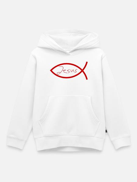 Jesusfisch Ichthys Fisch Fische - Kinder Premium Organic Hoodie - Weiß