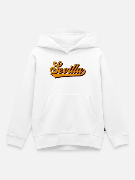 Sevilla Retro Script Gelb - Kinder Premium Organic Hoodie - Weiß