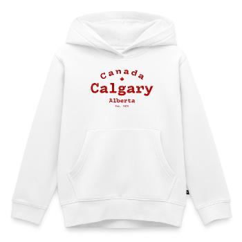 Vintage Calgary, Canada - Sweat Premium à capuche enfant bio - blanc - Devant - AI Model Kid Female (0cm)