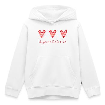RETRAITE. RETRAITE. RETRAITEE. RETRAITE - Sweat Premium à capuche enfant bio - blanc - Devant - AI Model Kid Female (0cm)