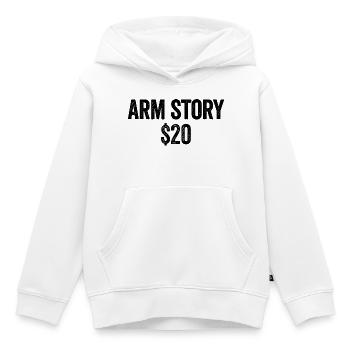Arm Story 20 $ Amputé Drôle Perdu un bras - Sweat Premium à capuche enfant bio - blanc - Devant - AI Model Kid Female (0cm)