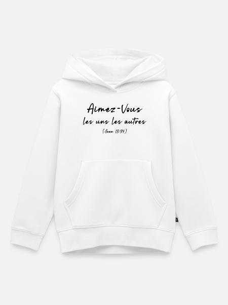 Liebt einander (Johannes 13,34) - Kinder Premium Organic Hoodie - Weiß