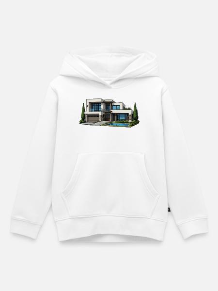 Moderne Villa mit Pool - Kinder Premium Organic Hoodie - Weiß