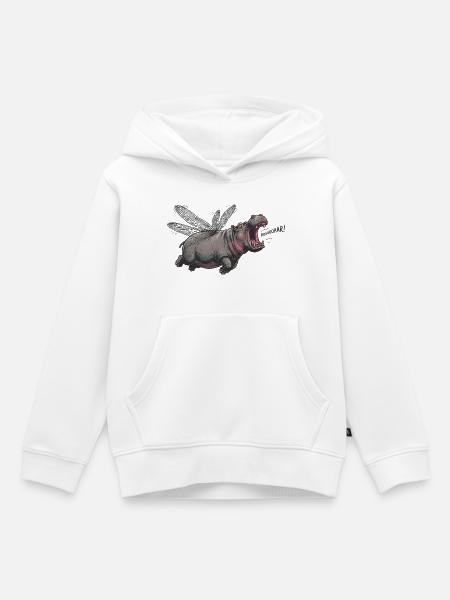 Fliegendes Nilpferd mit Libellenflügeln - Kinder Premium Organic Hoodie - Weiß