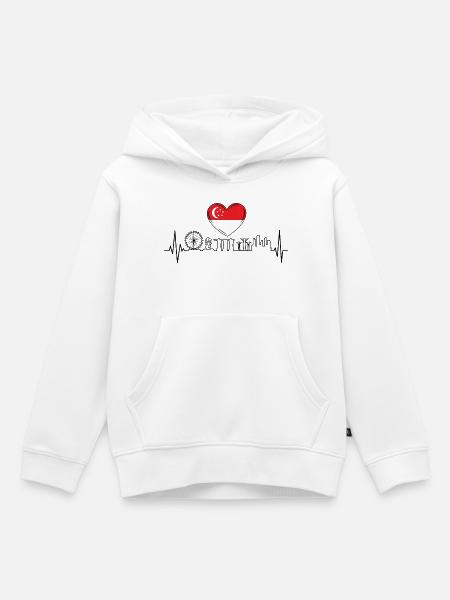 Singapur Skyline Herzschlag Asiatisch - Kinder Premium Organic Hoodie - Weiß
